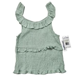 Wallflower Girl Smocked‎ Ruffle Tank Top Aqua Foam Size M 10 12